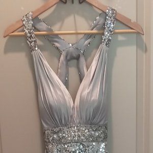 Riva Designs Embellished Silver Sequin Gown, Size 4 prom, wedding, sweet 16